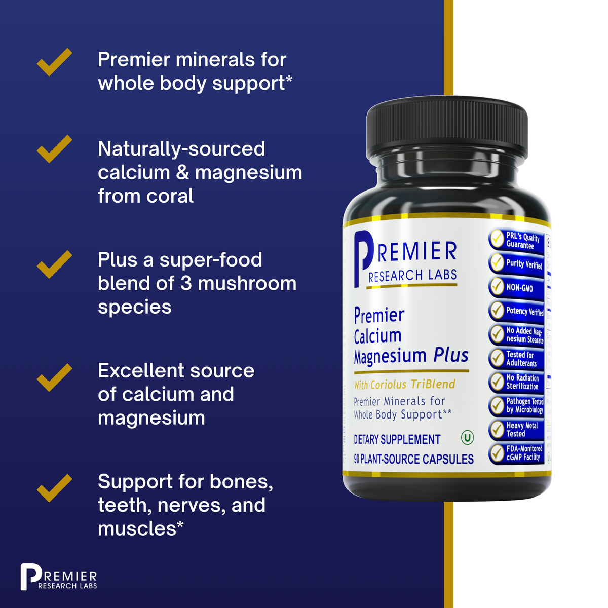 Calcium Magnesium Plus, Premier (90 caps)