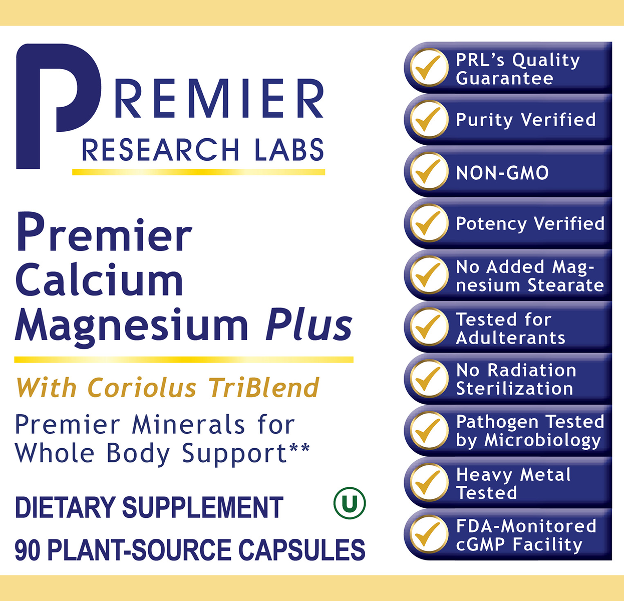 Calcium Magnesium Plus, Premier (90 caps)