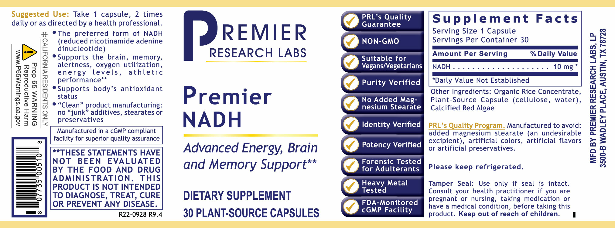 NADH, Premier