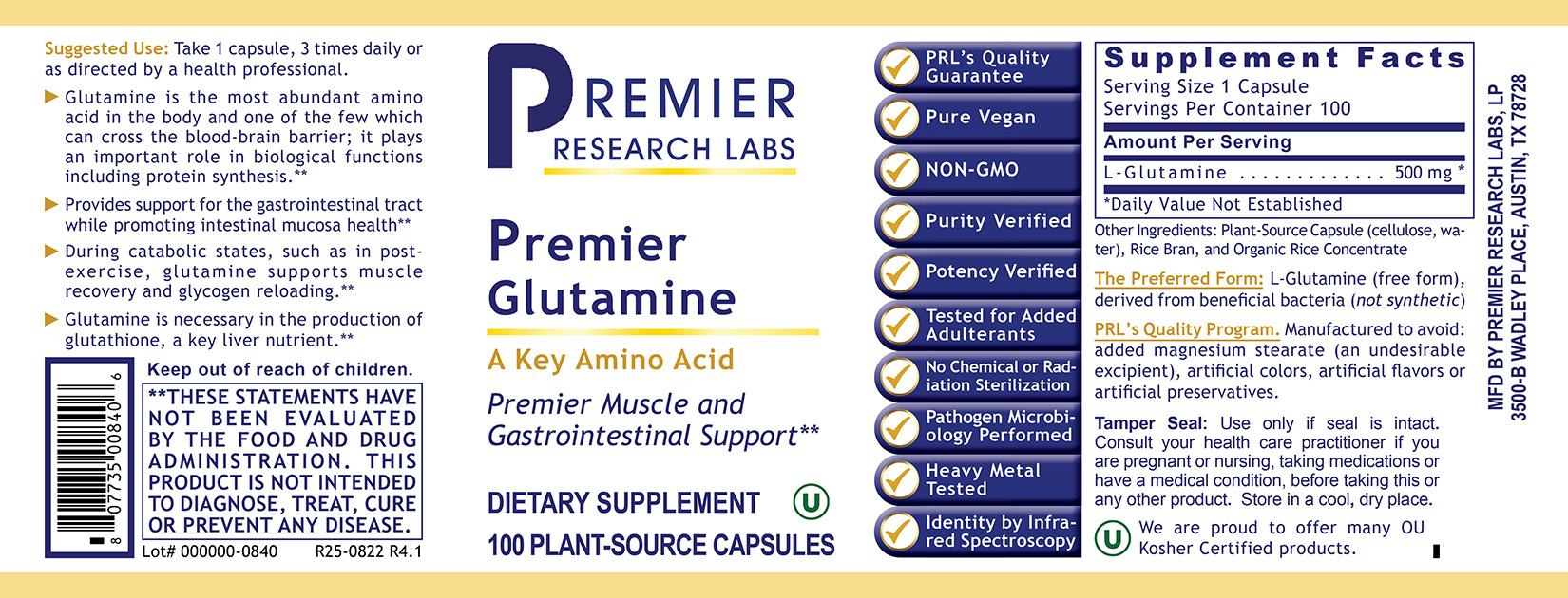 Glutamine, Premier