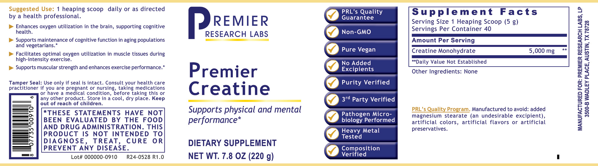 Creatine, Premier