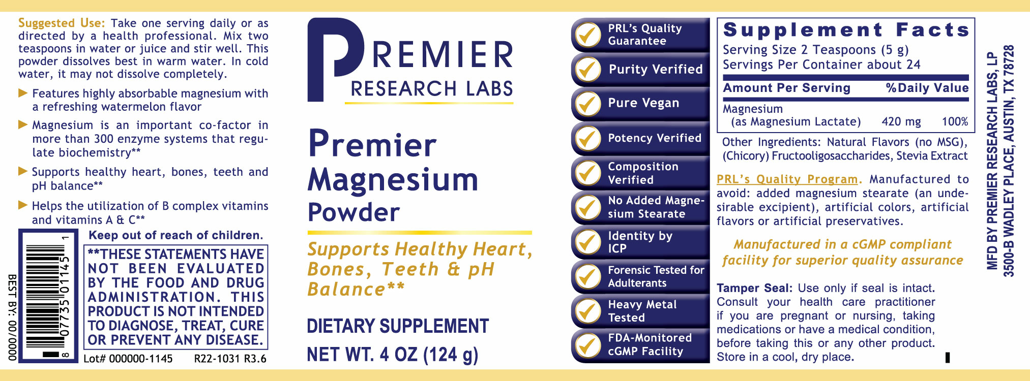 Magnesium, Premier (4 oz Powder)