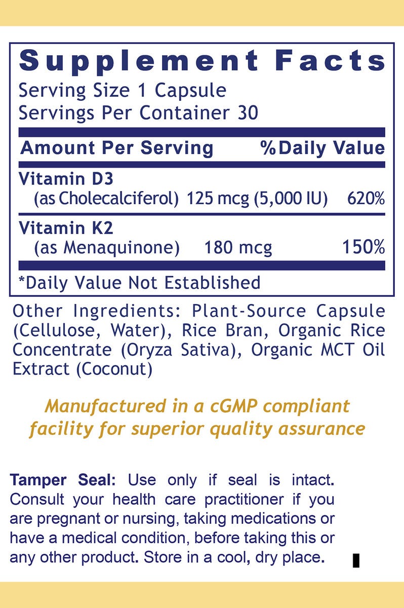 Vegan D3/K2 Capsule, Premier (30 caps)