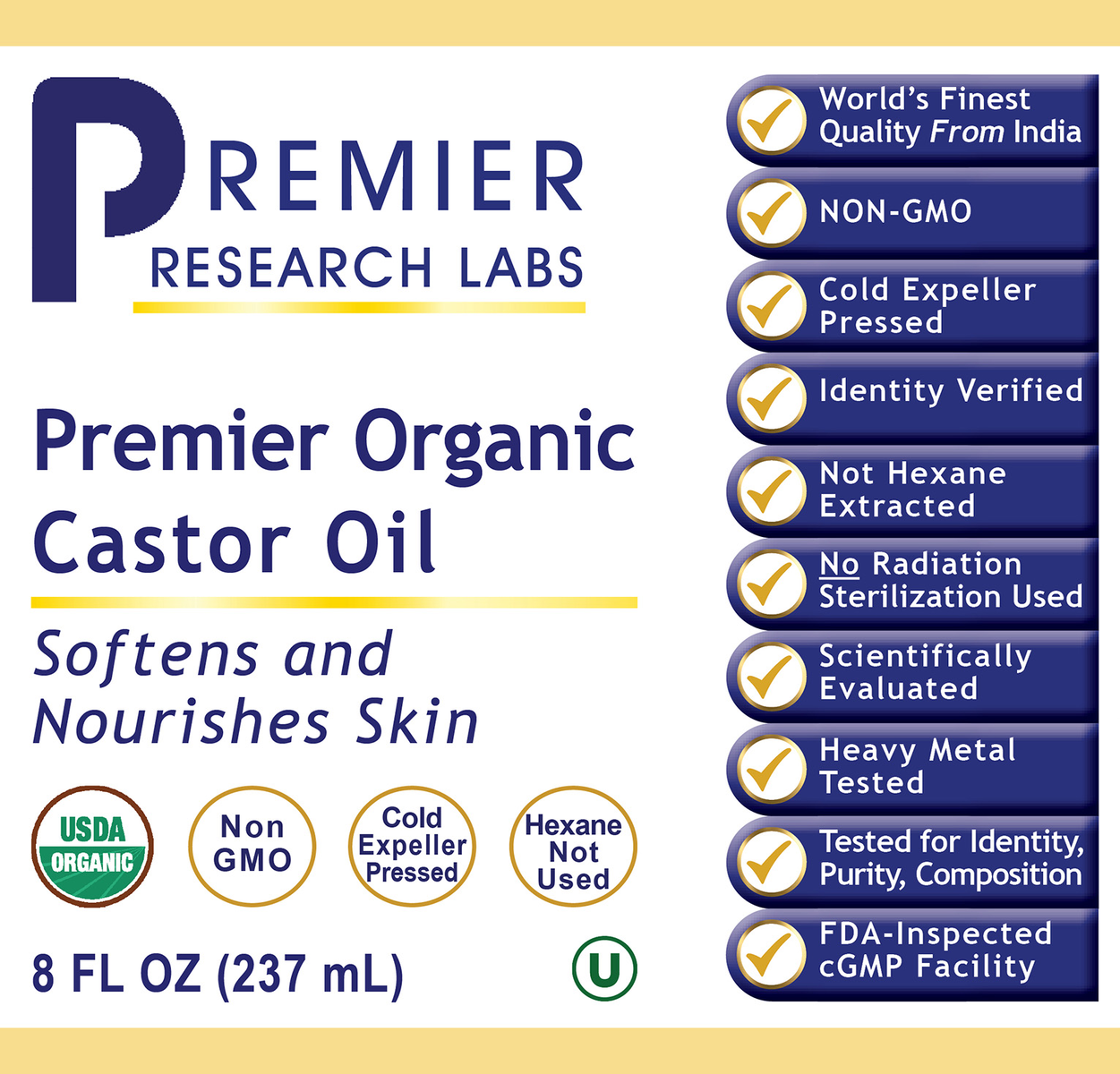 Organic Castor Oil, Premier