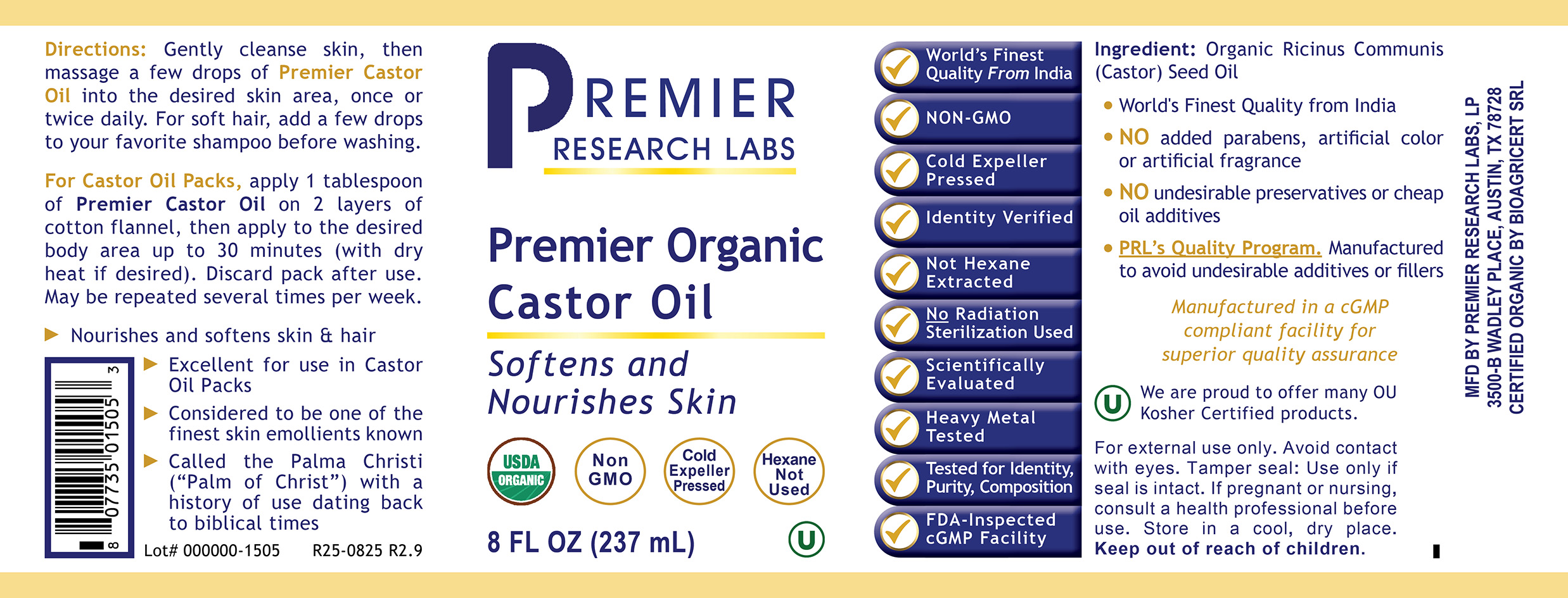 Organic Castor Oil, Premier