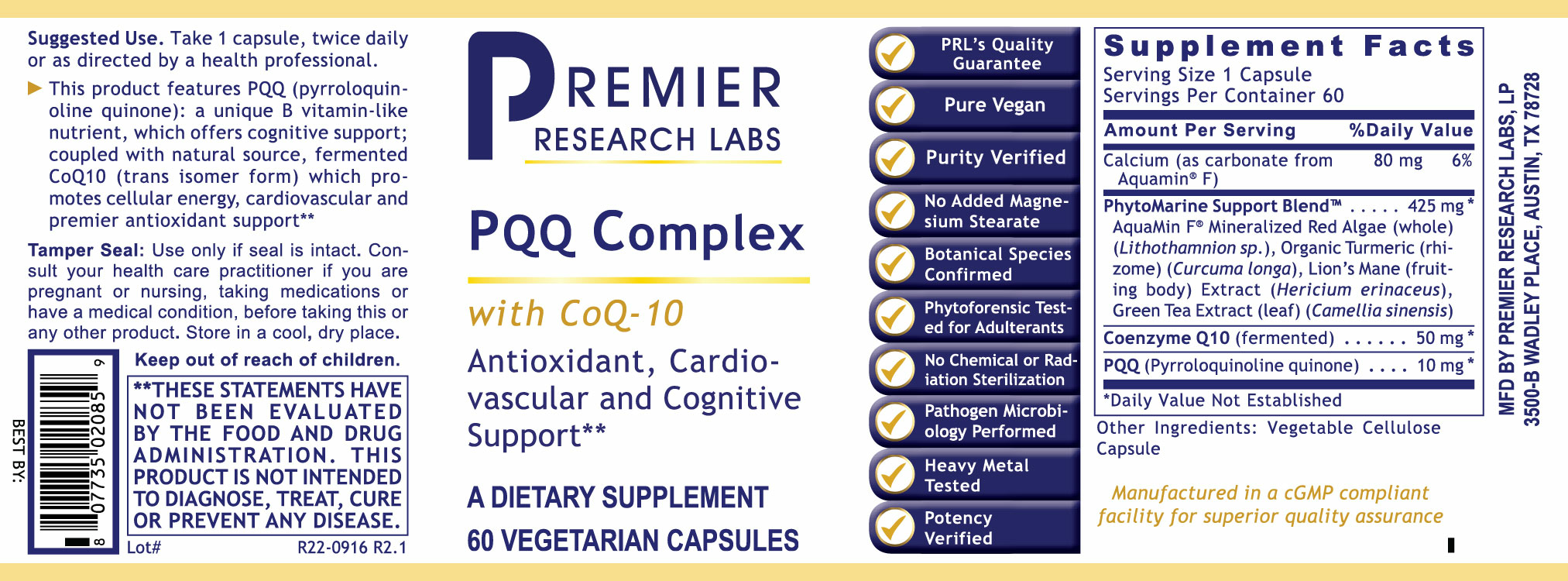 PQQ Complex, Premier