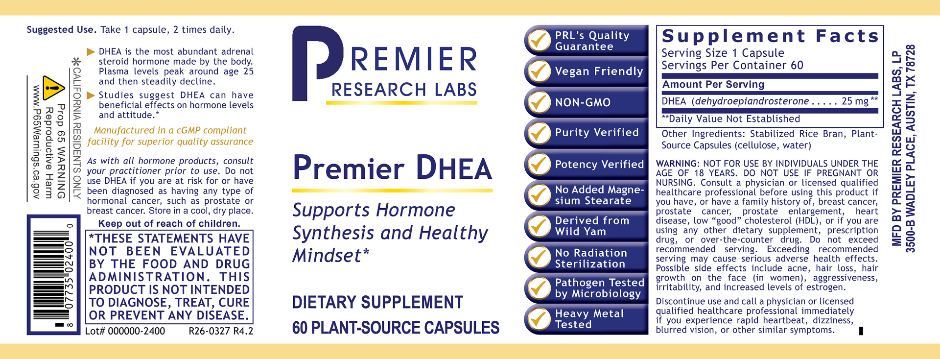 DHEA, Premier