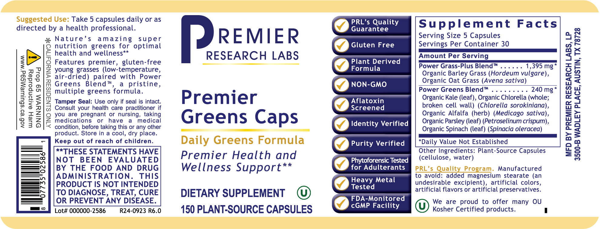 Greens Caps, Premier