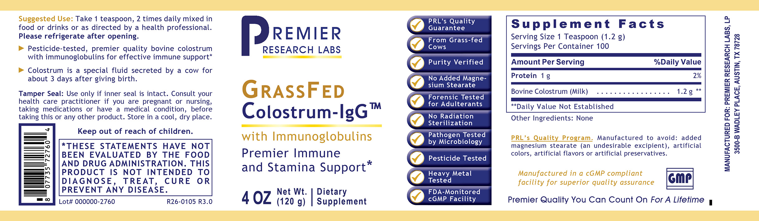 Colostrum-IgG™, Premier (Powder)