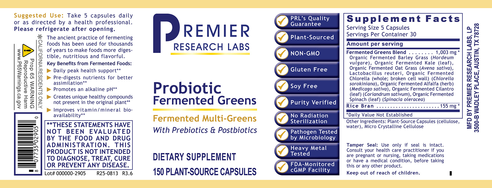 Probiotic Fermented Greens, Premier