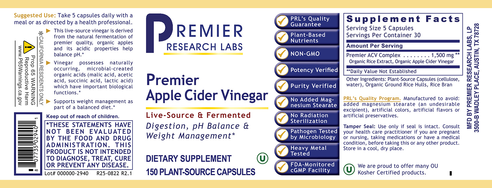Apple Cider Vinegar, Premier
