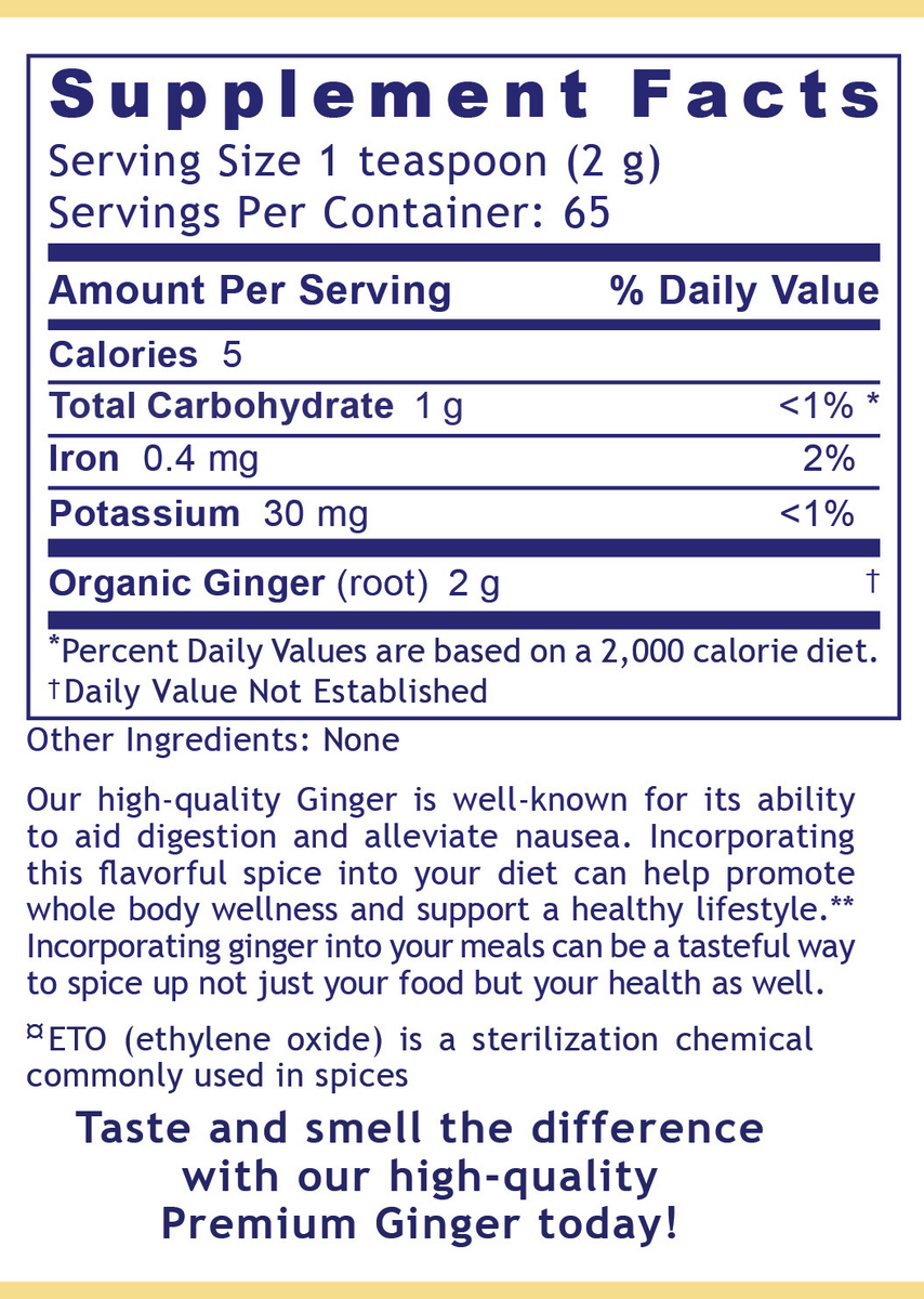100% Organic Ginger Powder, Premier