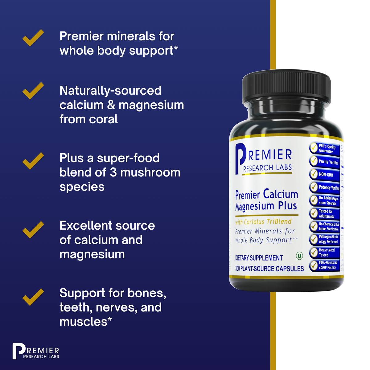 Calcium Magnesium Plus, Premier (300 Caps)
