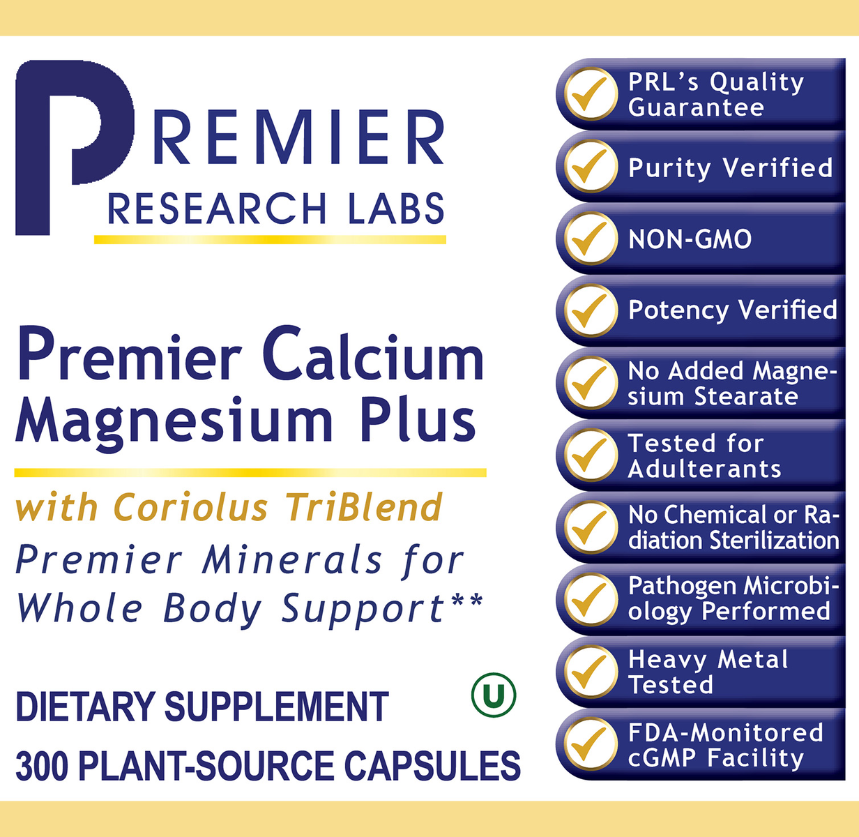 Calcium Magnesium Plus, Premier (300 Caps)