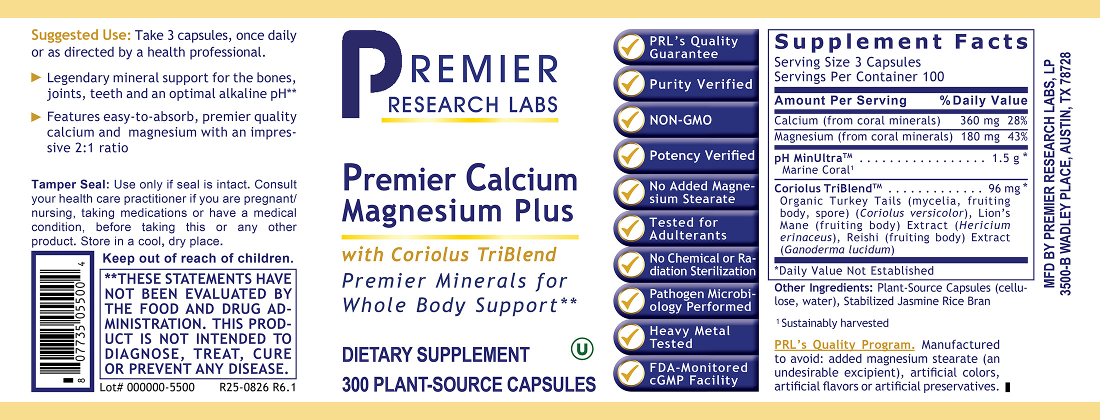 Calcium Magnesium Plus, Premier (300 Caps)