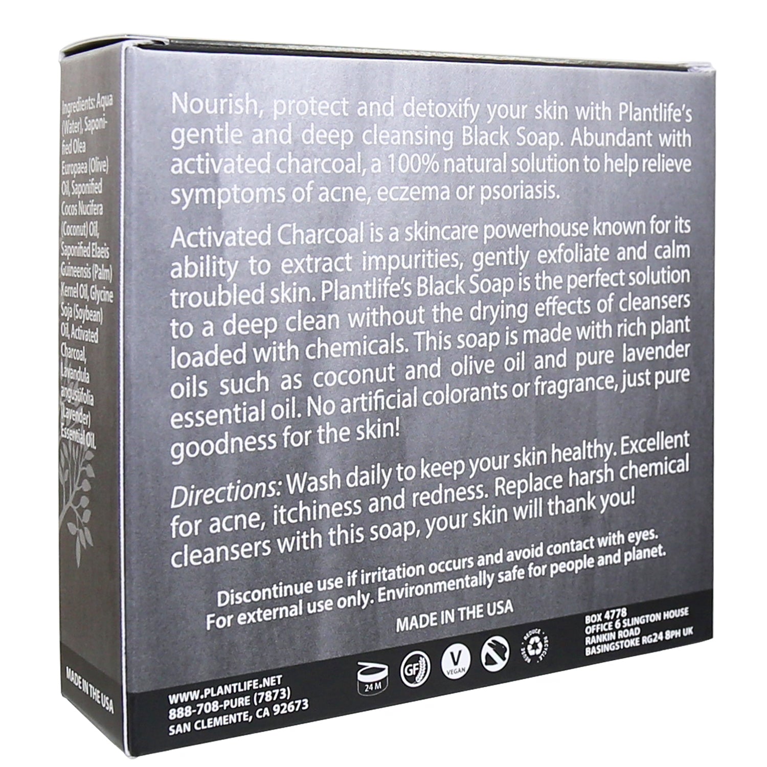 Black Bar Soap with Activated Charcoal